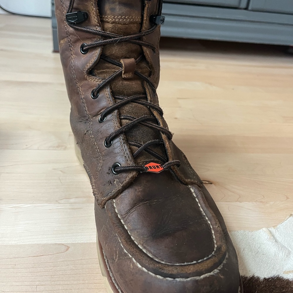 Men's Brown Leather Moc-Toe Lace-Up Work Boots